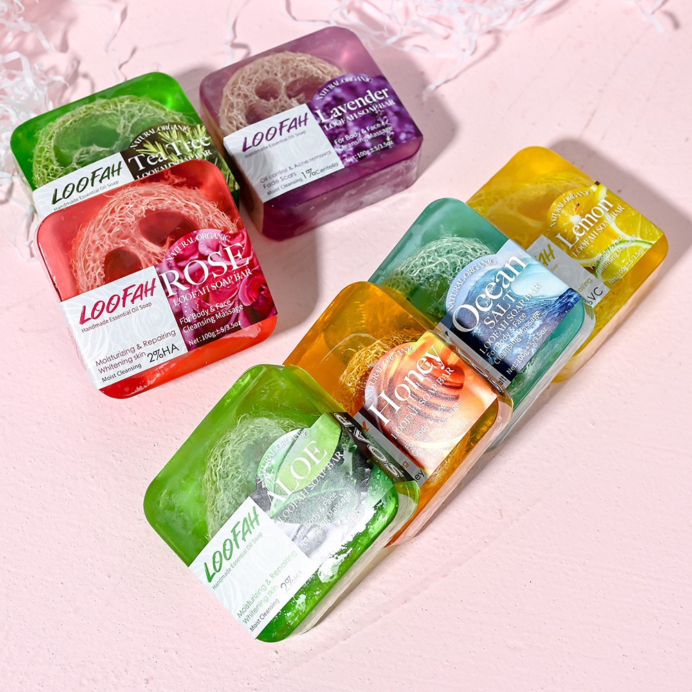 Kojic Acid Soap - 手作りのコウジ酸石鹸（ルーファ付き）100g レモン、ラベンダー、ローズ、ターメリック、エッセンシャルオイル配合 バスバー 新デザイン 洗顔ギフト