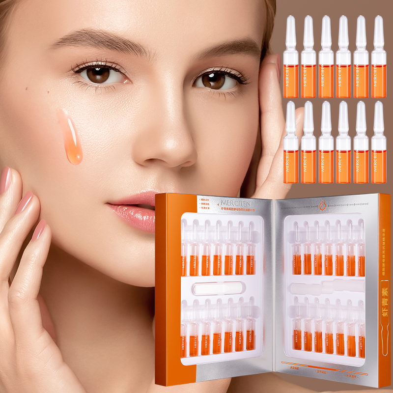 Niacinamide Brightening Serum - メルシレン アスタキサンチン モイスチャライジング エッセンス 56ml (2ml×28バイアル)、フェイシャルスキンケアエッセンス、ディープモイスチャライジングスキンケア、肌に栄養を与え、引き締め、コラーゲンとナイアシンアミドが豊富、男女兼用