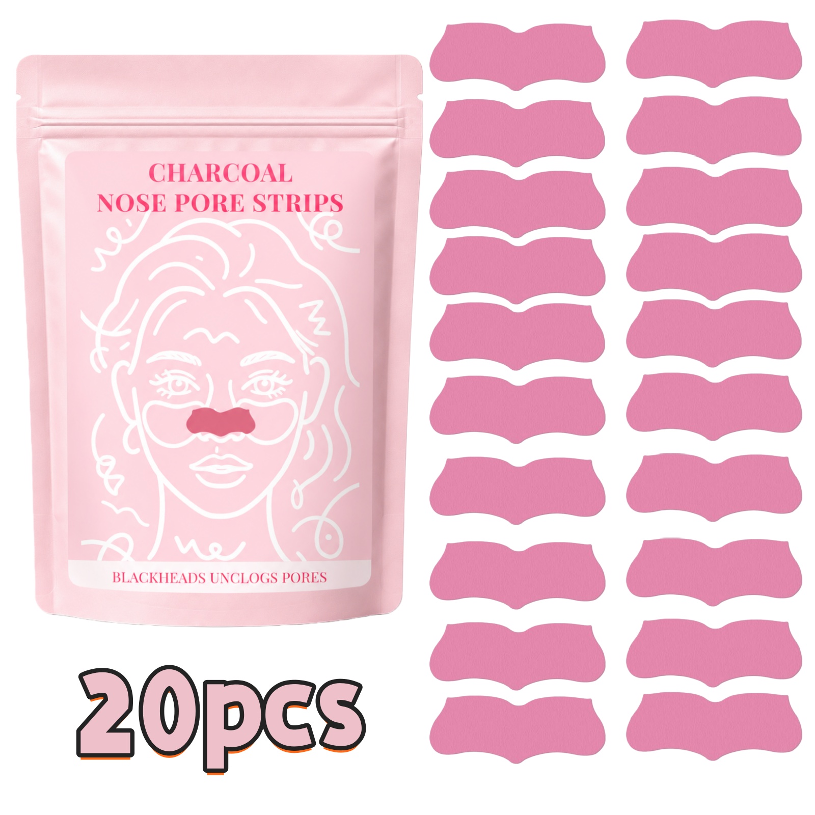 Charcoal Pore Strip - 20枚入りディープクレンジング黒ずみ除去ノーズストリップ、毛穴縮小ノーズパッチ、男女兼用