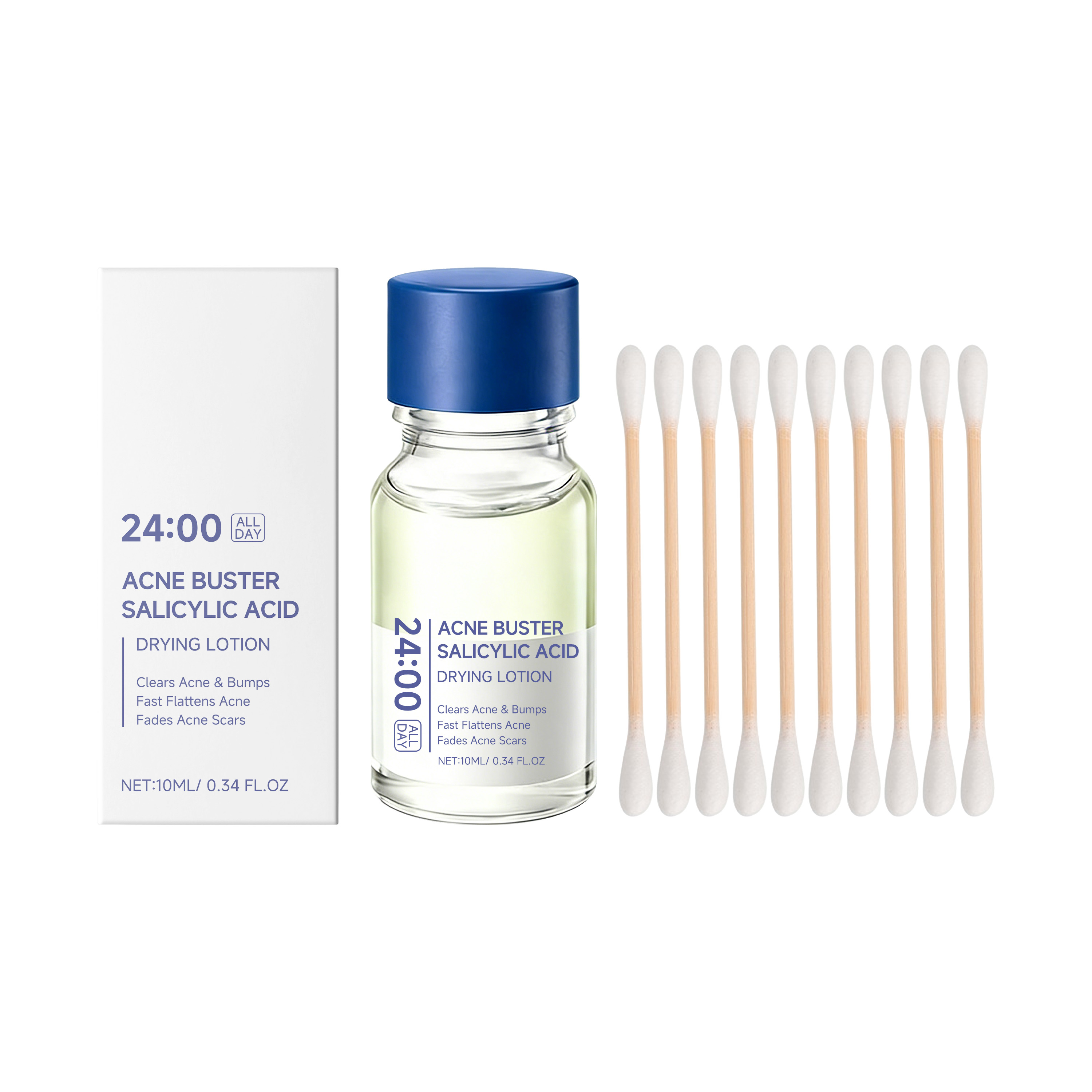Tranexamic Acid Serum - サリチル酸乾燥ローション コットン綿棒付きフェイスセラム – ニキビや吹き出物を軽減、ニキビ跡を薄くし、毛穴を最小限に抑え、肌の再生を促します。
