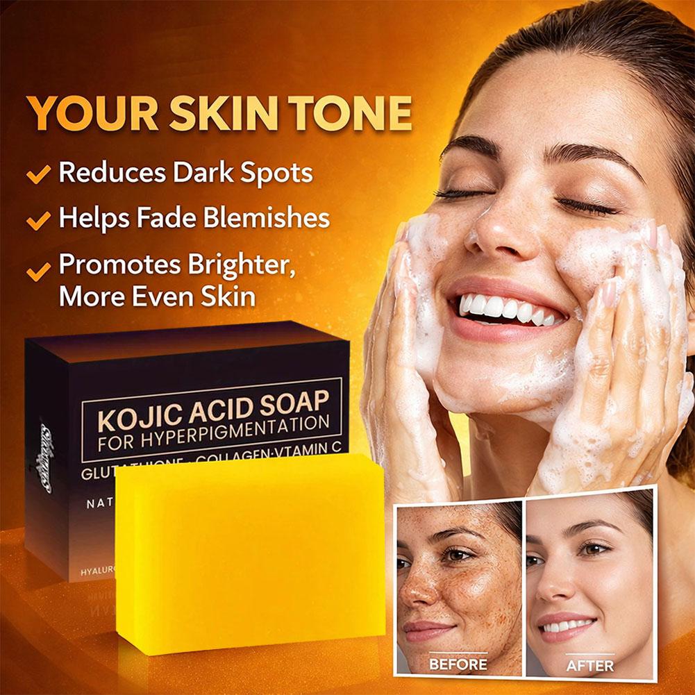 Kojic Acid Soap - 3.53オンスのコウジ酸石鹸、手作り石鹸、コラーゲンとビタミンCが豊富で、洗顔や毎日の手洗いに適しています。