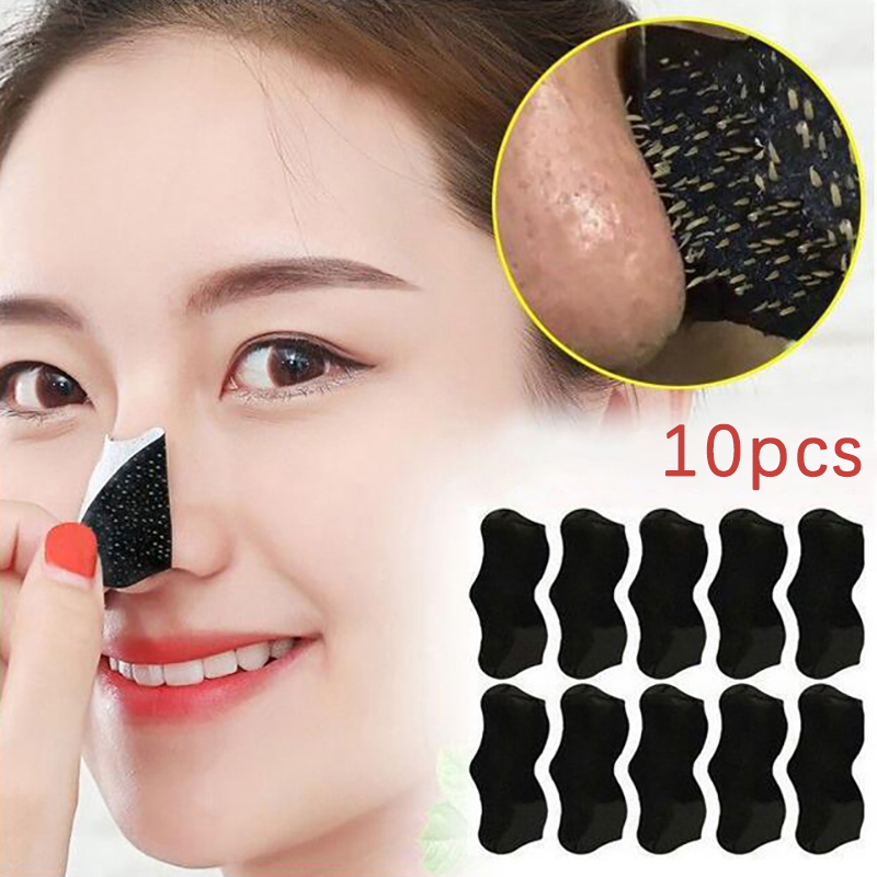 Charcoal Pore Strip - 10枚入り 男女兼用 黒ずみ除去マスク 鼻パック 毛穴ケア 黒ずみ除去シール