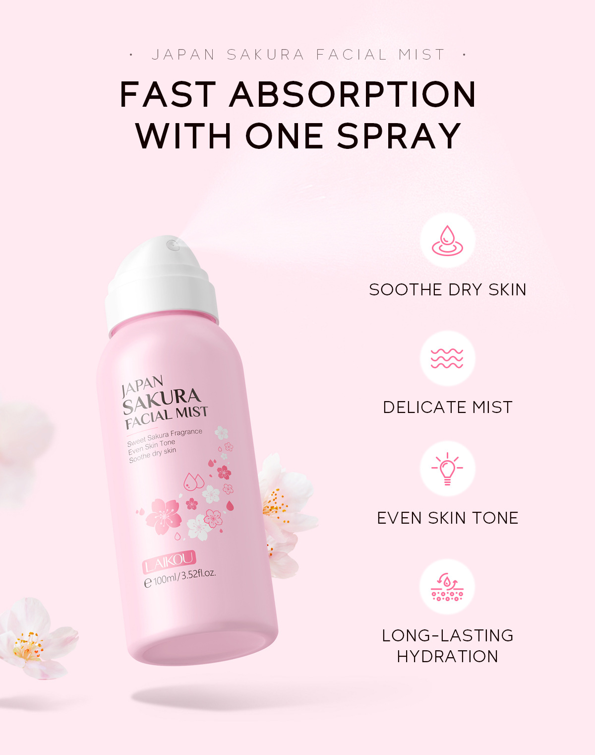 LAIKOU さくらフェイシャルミストブライトニングスプレー - Niacinamide Brightening Serum のレビューと価格
