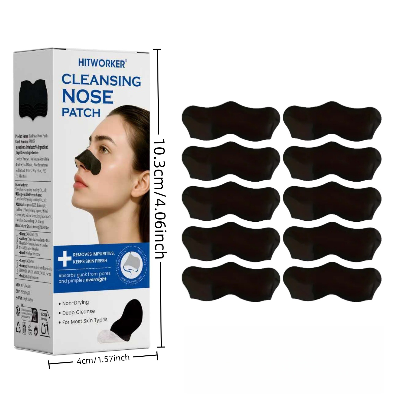 HITWORKER 黒ずみ除去ノーズパッチ チャコール毛穴パ - Charcoal Pore Strip のレビューと価格
