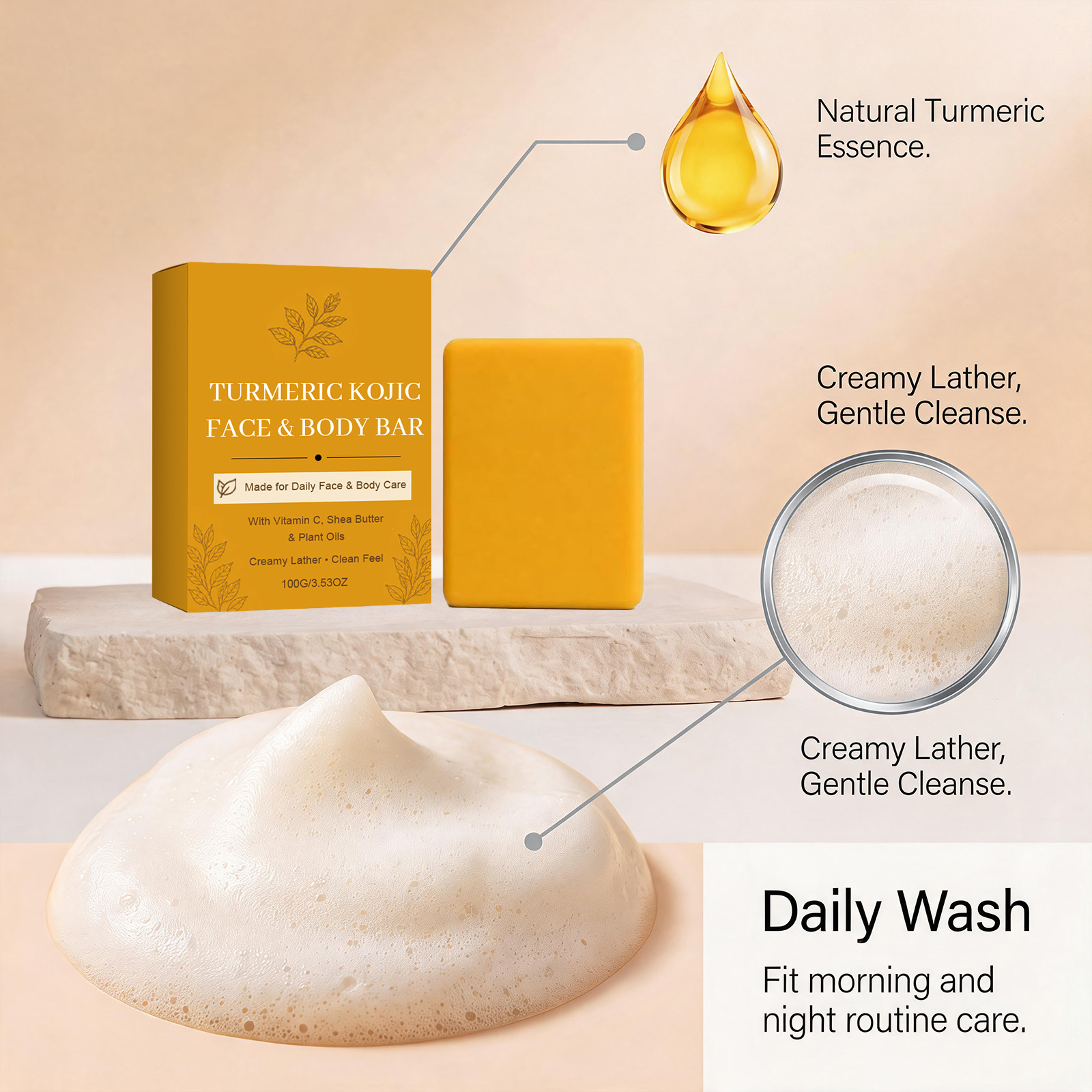 ターメリックコウジ酸手作り石鹸 角質除去 毛穴の詰まり防止  - Kojic Acid Soap のレビューと価格